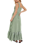 Accessorize Sleeveless Gingham Cotton Maxi Dress, Green