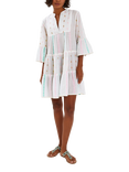 Accessorize Jacquard Stripe Flute Sleeve Mini Dress, White