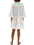Accessorize Jacquard Stripe Flute Sleeve Mini Dress, White
