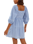 Accessorize Puff-Sleeve Gingham Mini Dress, Blue