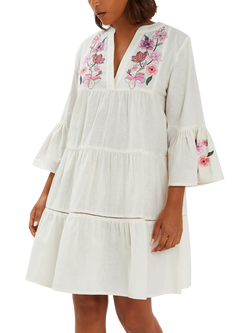 Accessorize Jasmine Embroidered Smock Dress, White, White