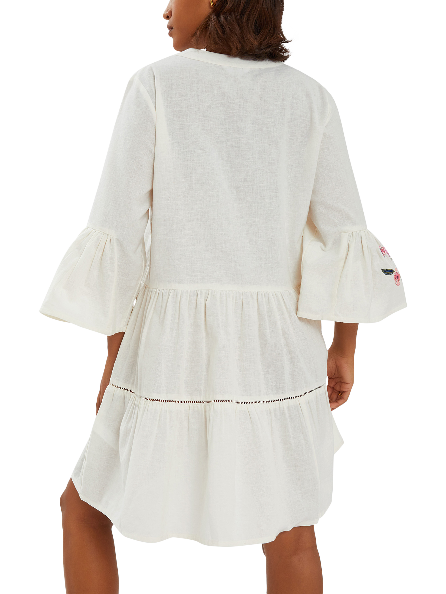 Product image 2 of 4, which shows Accessorize Jasmine Embroidered Smock Dress, White, S