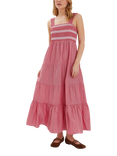 Accessorize Stripe Smocked Maxi Dress, Red