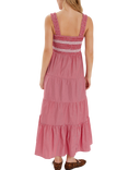 Accessorize Stripe Smocked Maxi Dress, Red