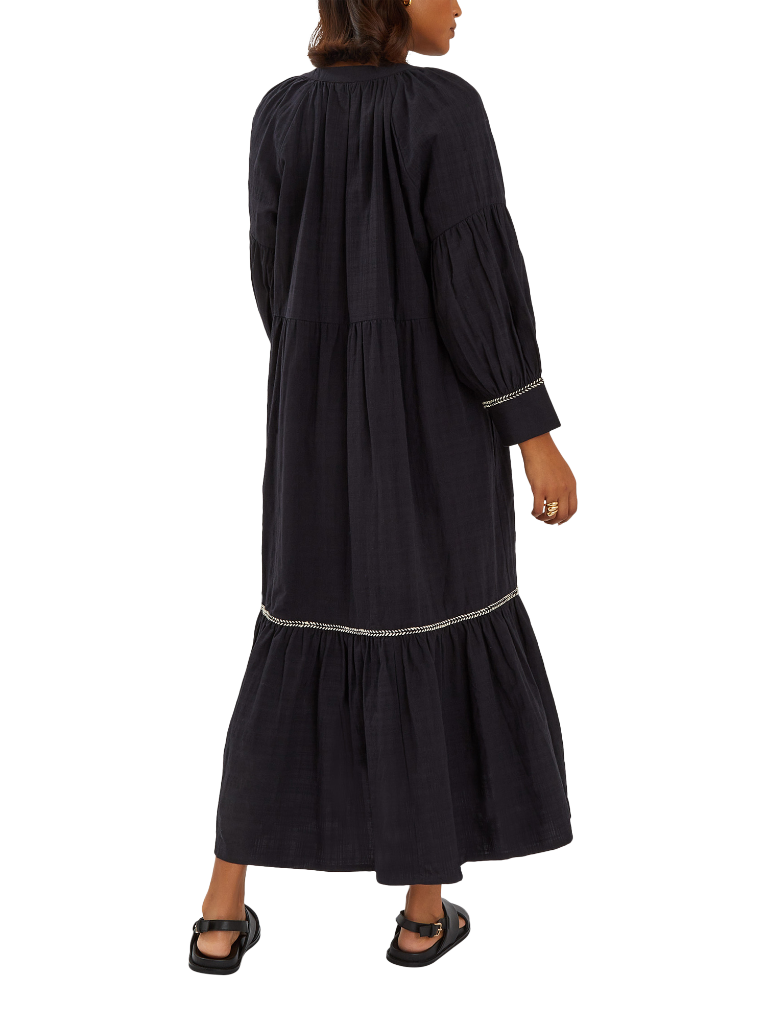 Product image 2 of 4, which shows Accessorize Long-Sleeve Tiered Maxi Dress, Black, S