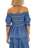 Accessorize Off-The-Shoulder Smocked Top, Blue