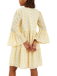 Accessorize Broderie Flute-Sleeve Mini Dress, Yellow