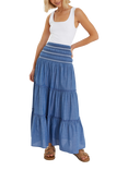 Accessorize Smock Tiered Maxi Skirt, Blue