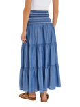 Accessorize Smock Tiered Maxi Skirt, Blue