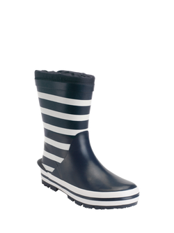 Start-Rite Kids' Big Puddle Wellington Boots, Navy/White Stripe - view 2, Navy/White Stripe