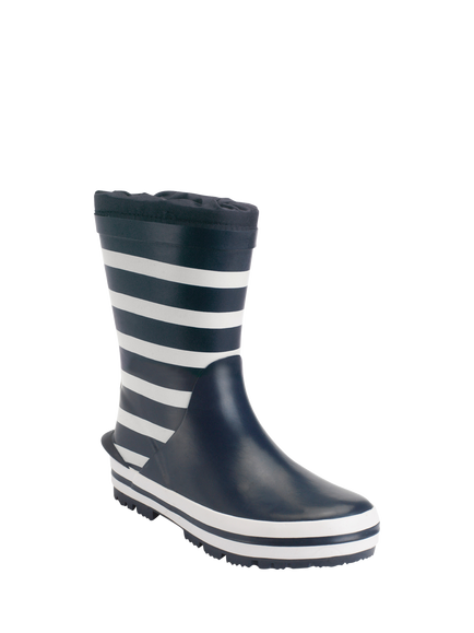 Start-Rite Kids' Big Puddle Wellington Boots, Navy/White Stripe - view 2, Navy/White Stripe