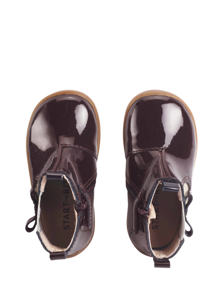 Start-Rite Kids' Wonderland First Boots, Burgundy Patent/Gold - view 2, Burgundy Patent/Gold