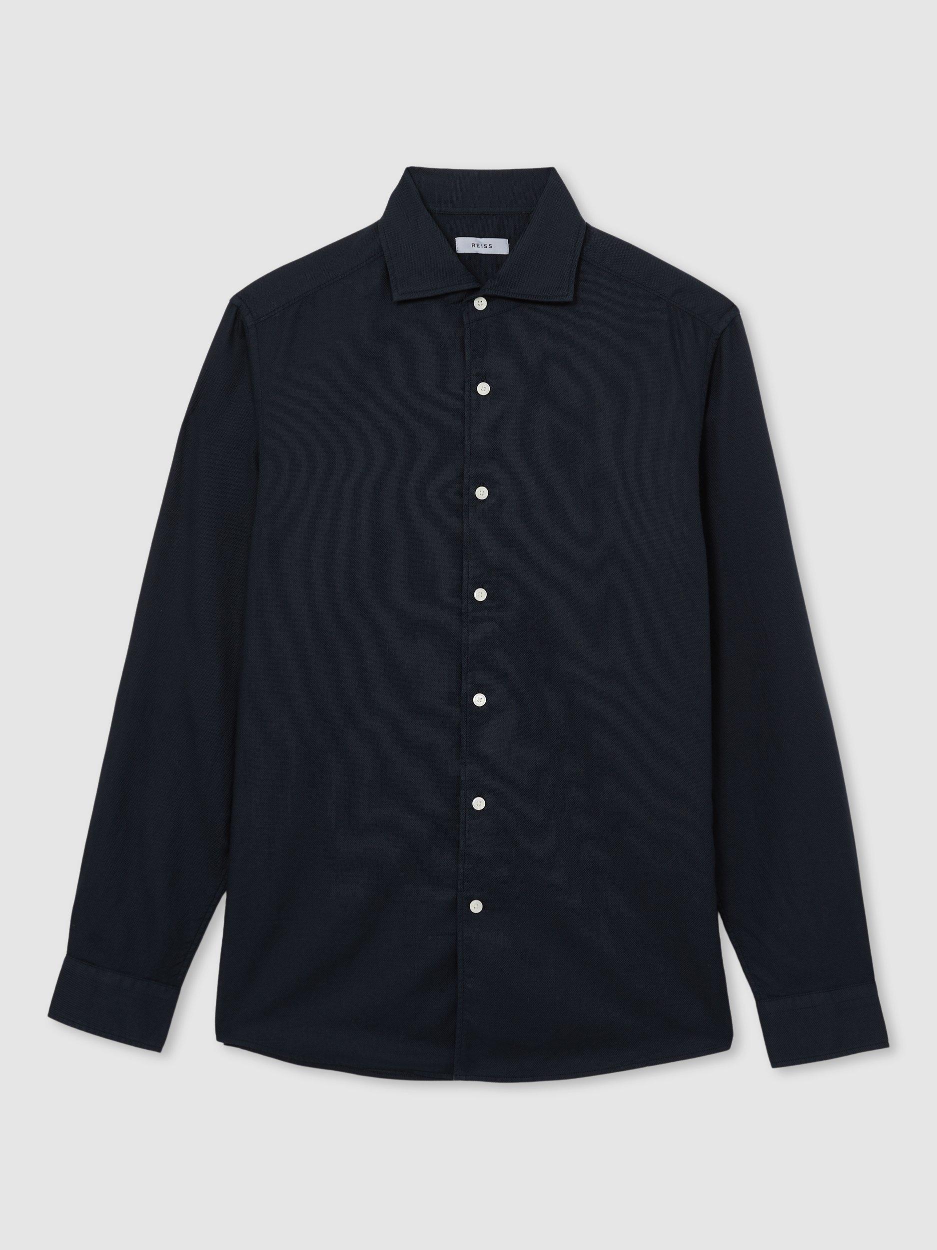 Product image 3 of 5, which shows Reiss Carvalho Cotton Shirt, Navy, XS