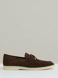 Reiss Price Suede Tassel Loafers, Dark Tobacco Brown
