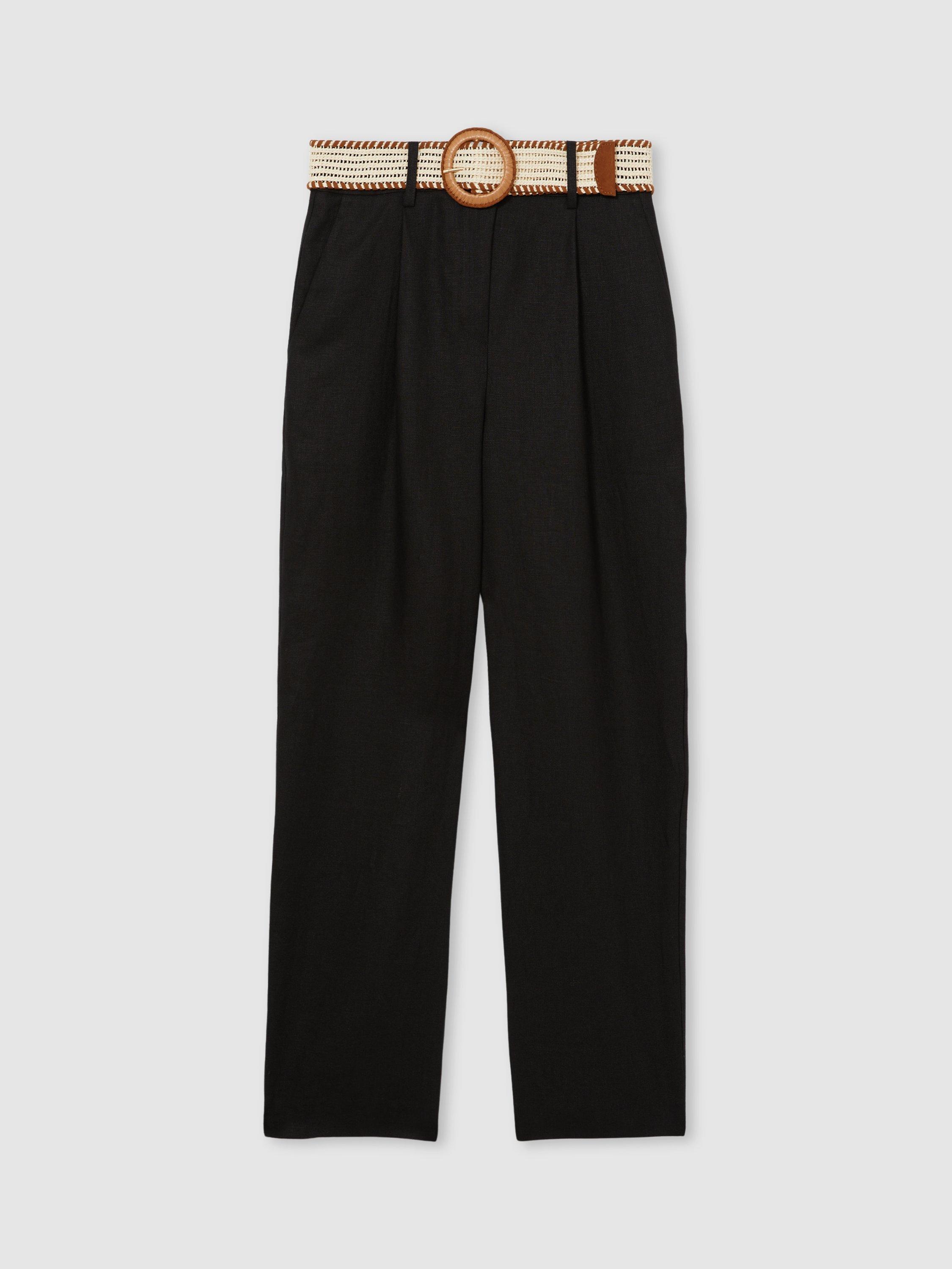 Product image 3 of 5, which shows Reiss Beau Petite Tapered Tailored Trousers, Black, 10