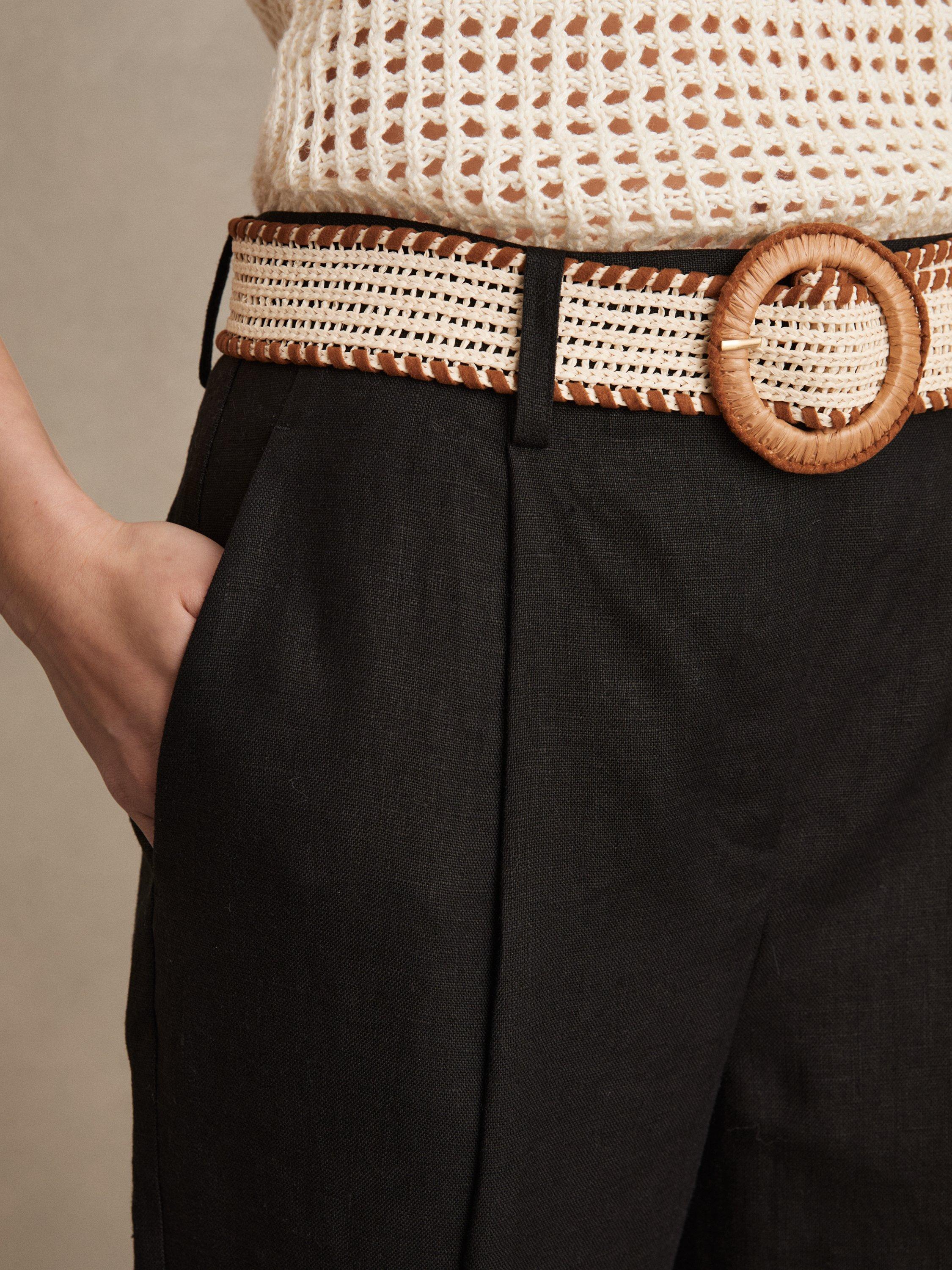 Product image 4 of 5, which shows Reiss Beau Petite Tapered Tailored Trousers, Black, 10