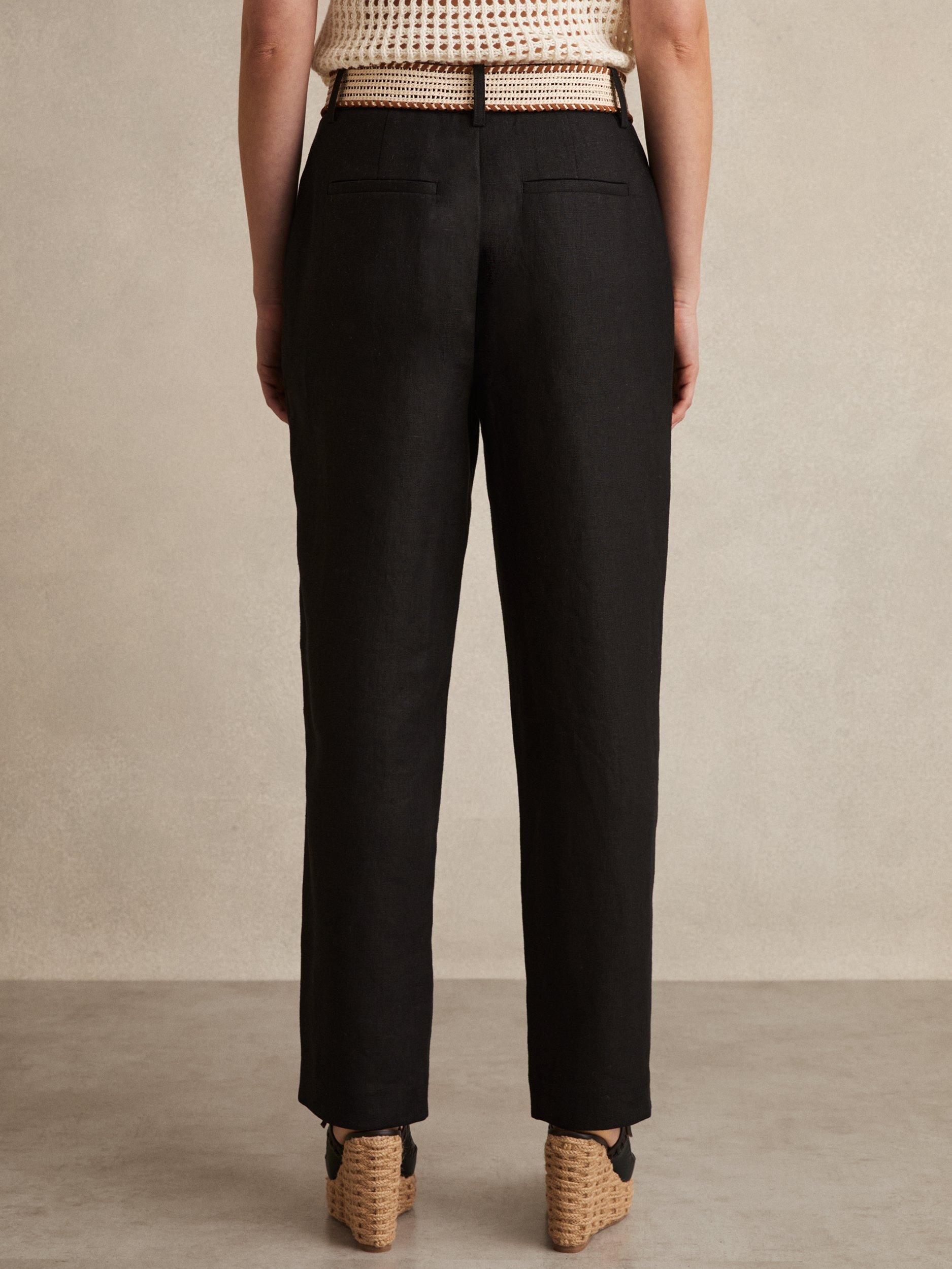 Product image 5 of 5, which shows Reiss Beau Petite Tapered Tailored Trousers, Black, 10