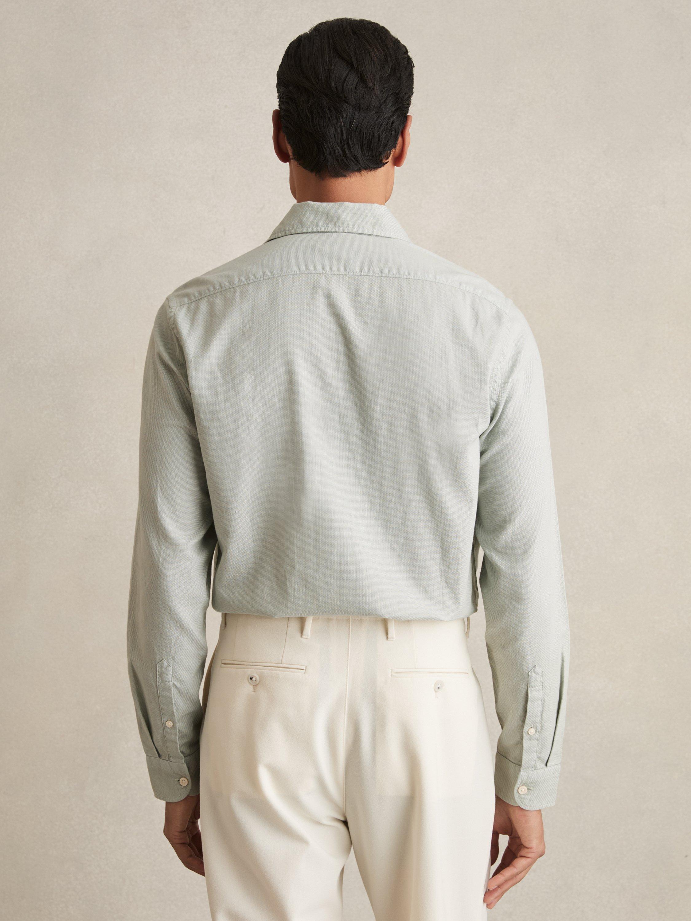 Product image 2 of 5, which shows Reiss Carvalho Cotton Shirt, Sage Green, S