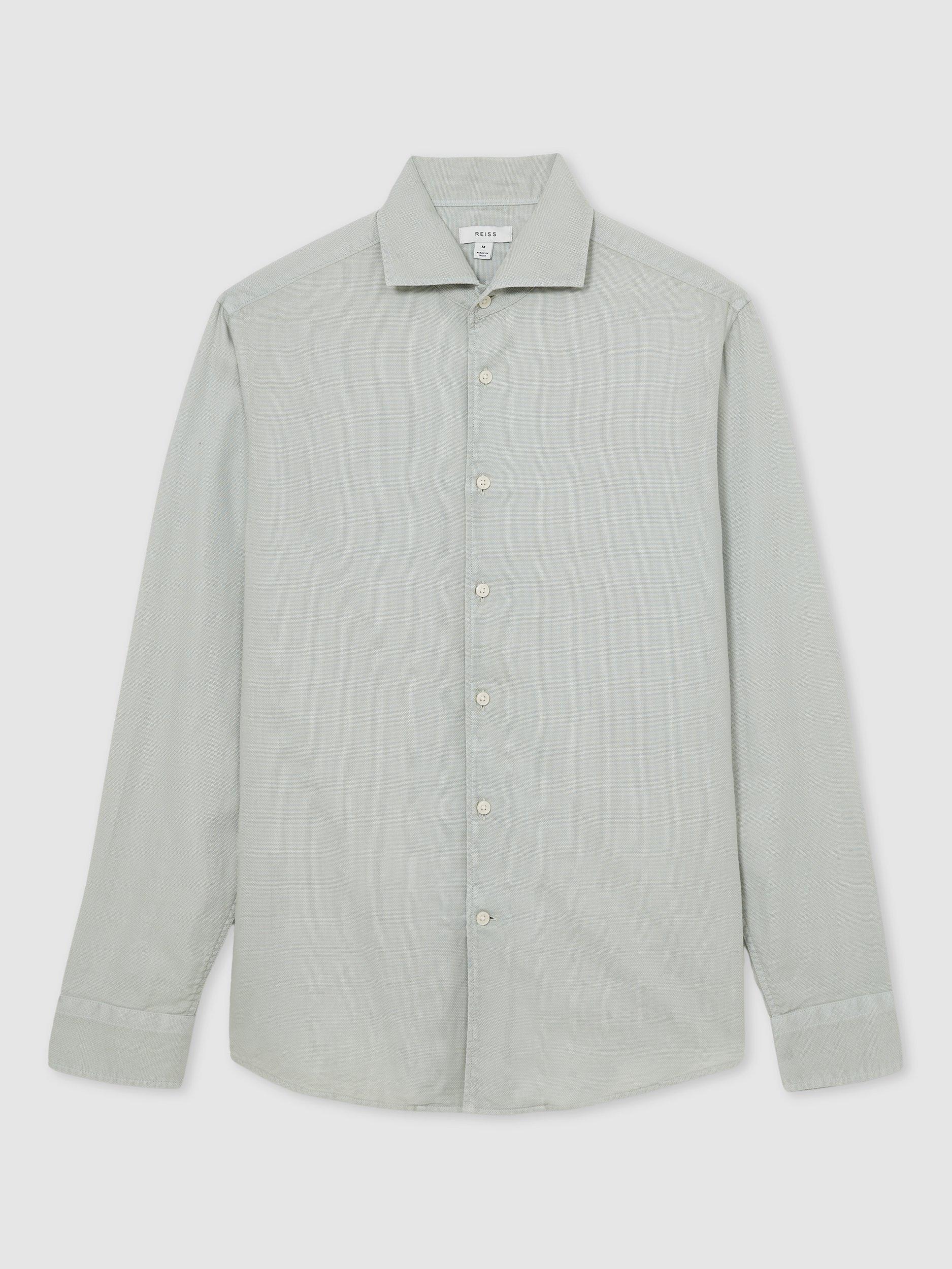 Product image 3 of 5, which shows Reiss Carvalho Cotton Shirt, Sage Green, S