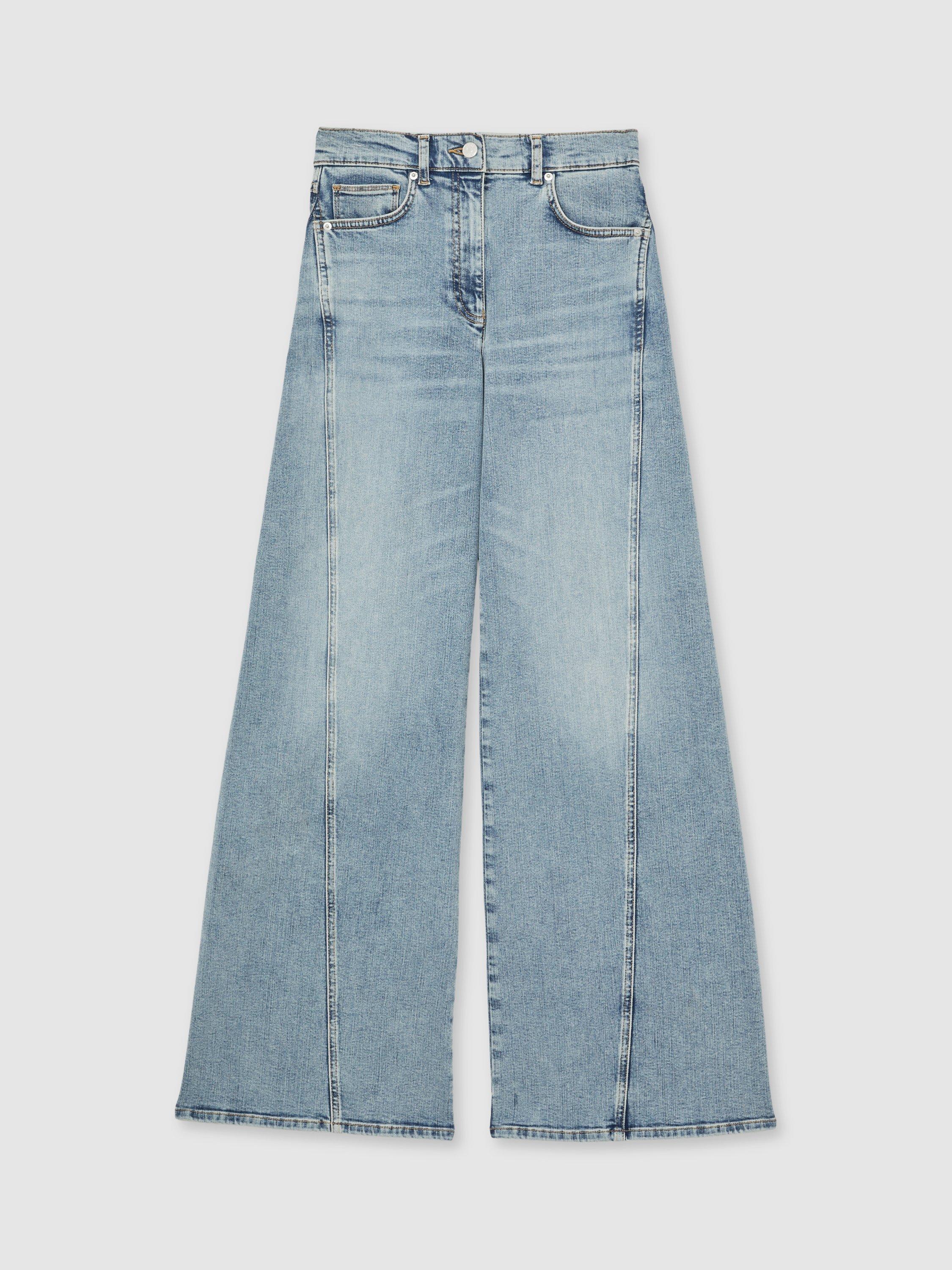 Product image 3 of 5, which shows Reiss Fern Denim Wide Leg Jeans, Light Blue, 8