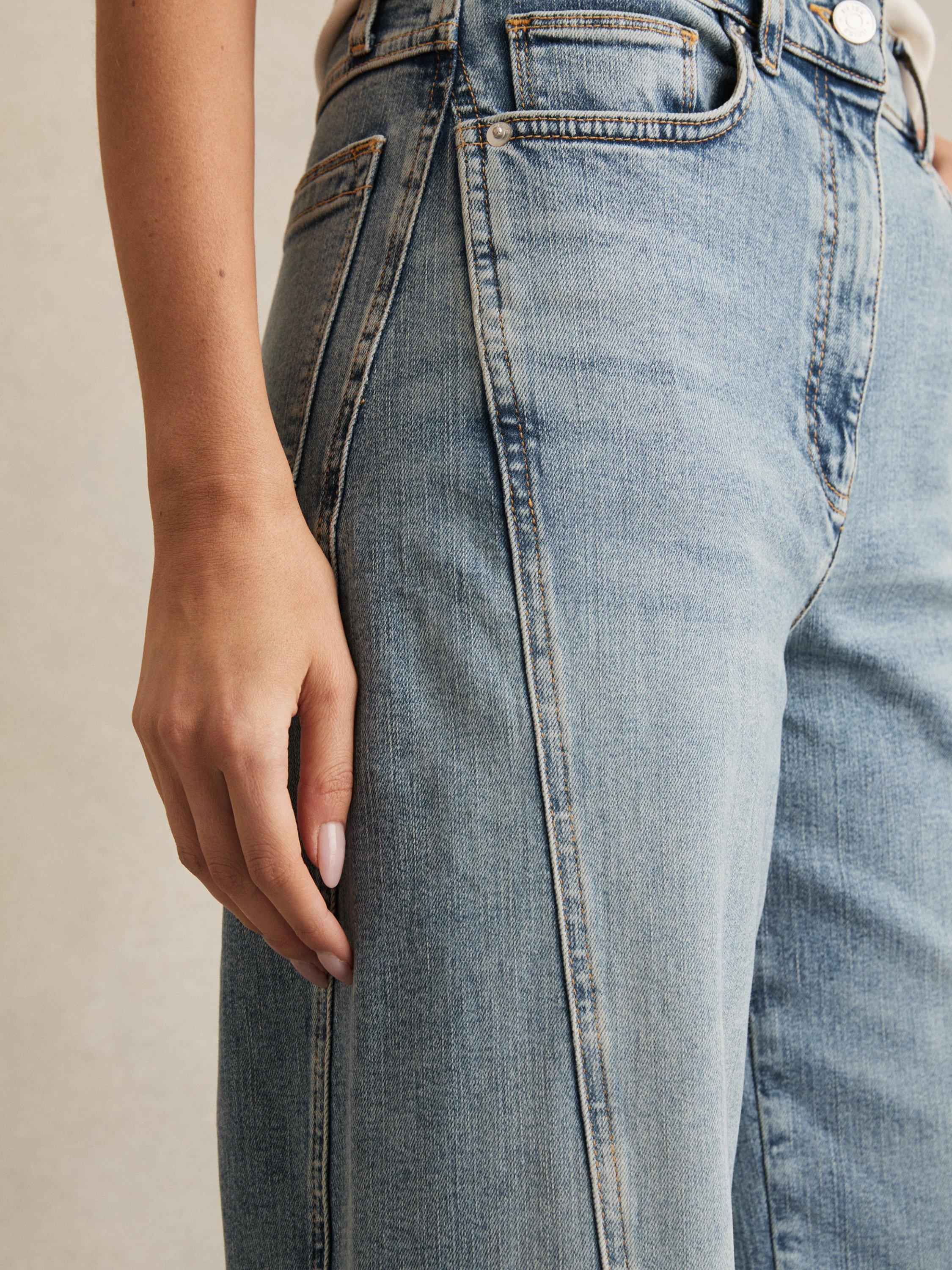 Product image 5 of 5, which shows Reiss Fern Denim Wide Leg Jeans, Light Blue, 8