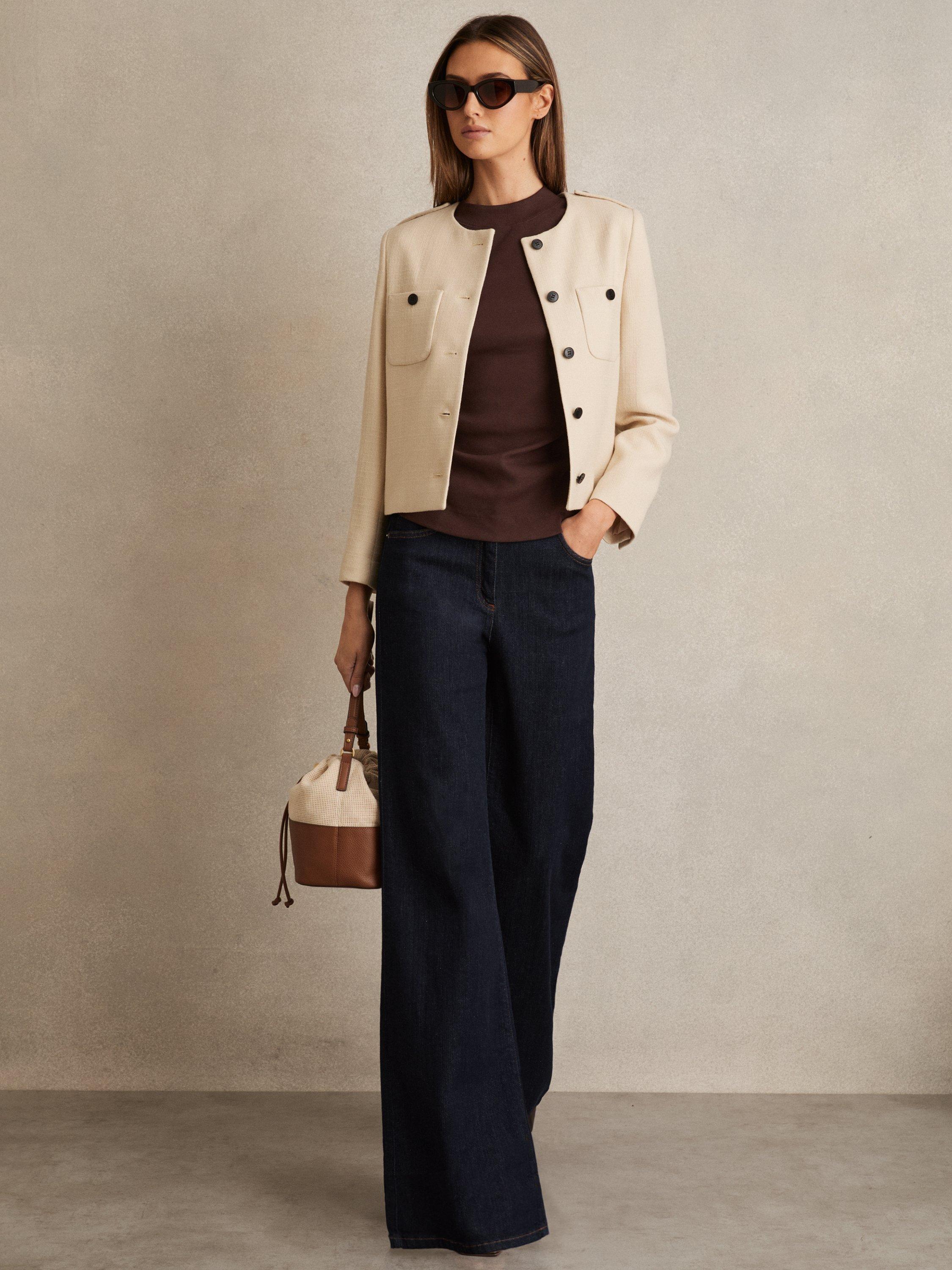 Product image 4 of 5, which shows Reiss Trudy Cotton Blend Sleeveless Ruched Top, Chocolate, 6|8