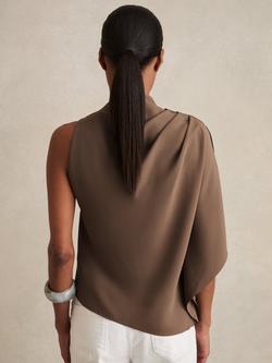 Reiss Mink Cowl Neck One Sleeve Top, Mink - view 2, Mink