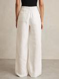Reiss Analise Linen Petite Wide Leg Tailored Trousers, White