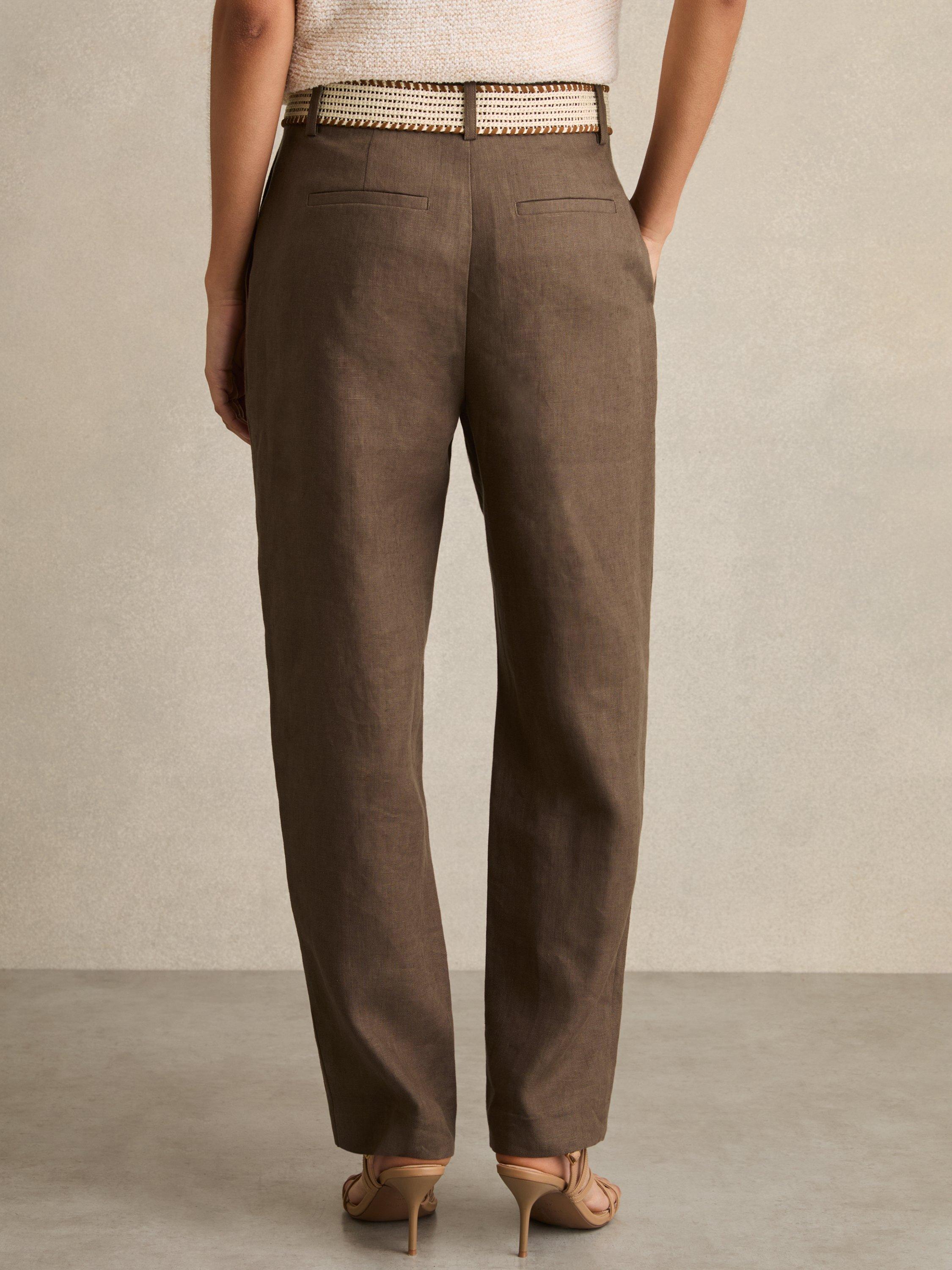 Product image 2 of 5, which shows Reiss Beau Petite Tapered Tailored Trousers, Mink Neutral, 8