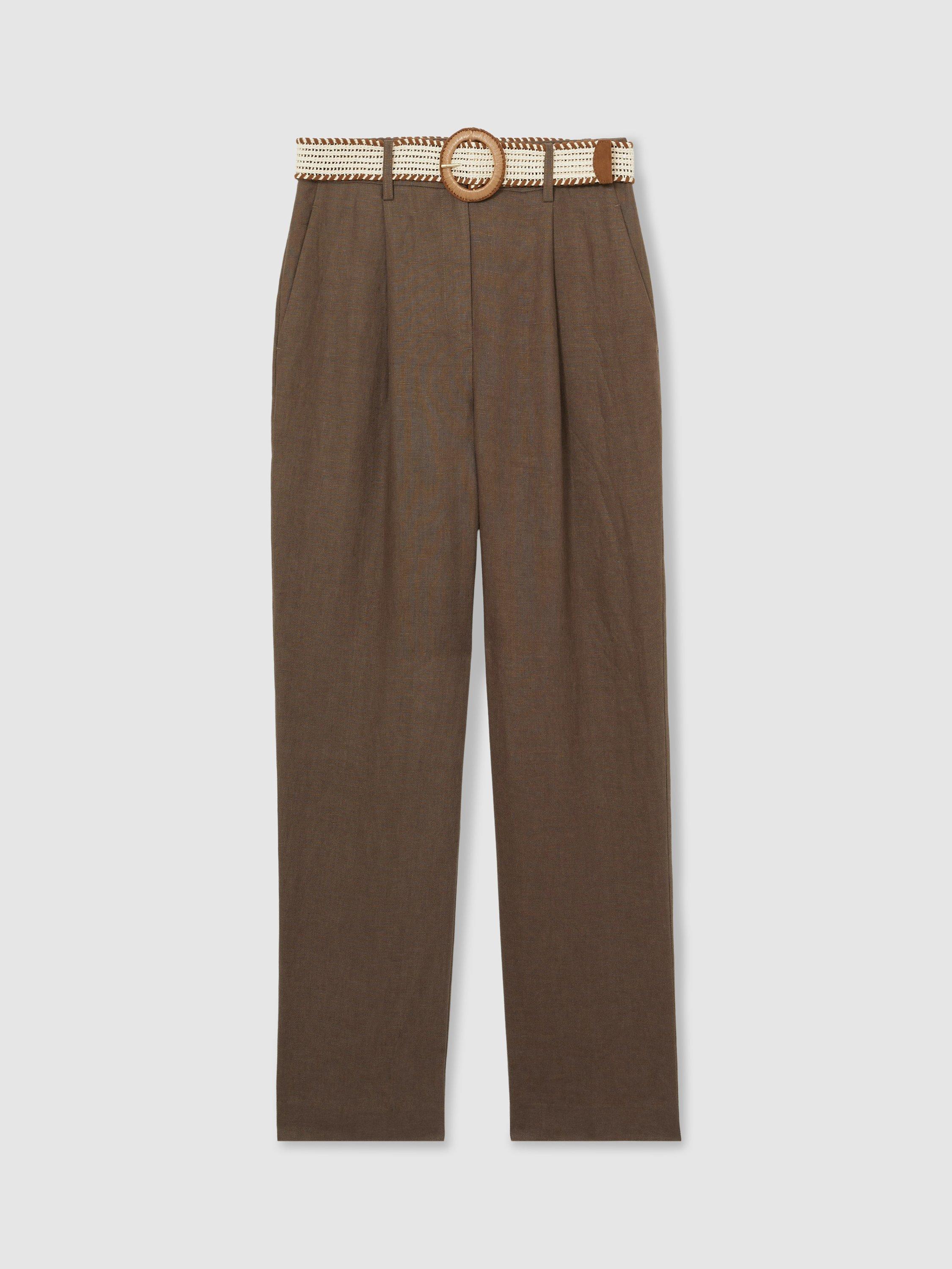 Product image 3 of 5, which shows Reiss Beau Petite Tapered Tailored Trousers, Mink Neutral, 8