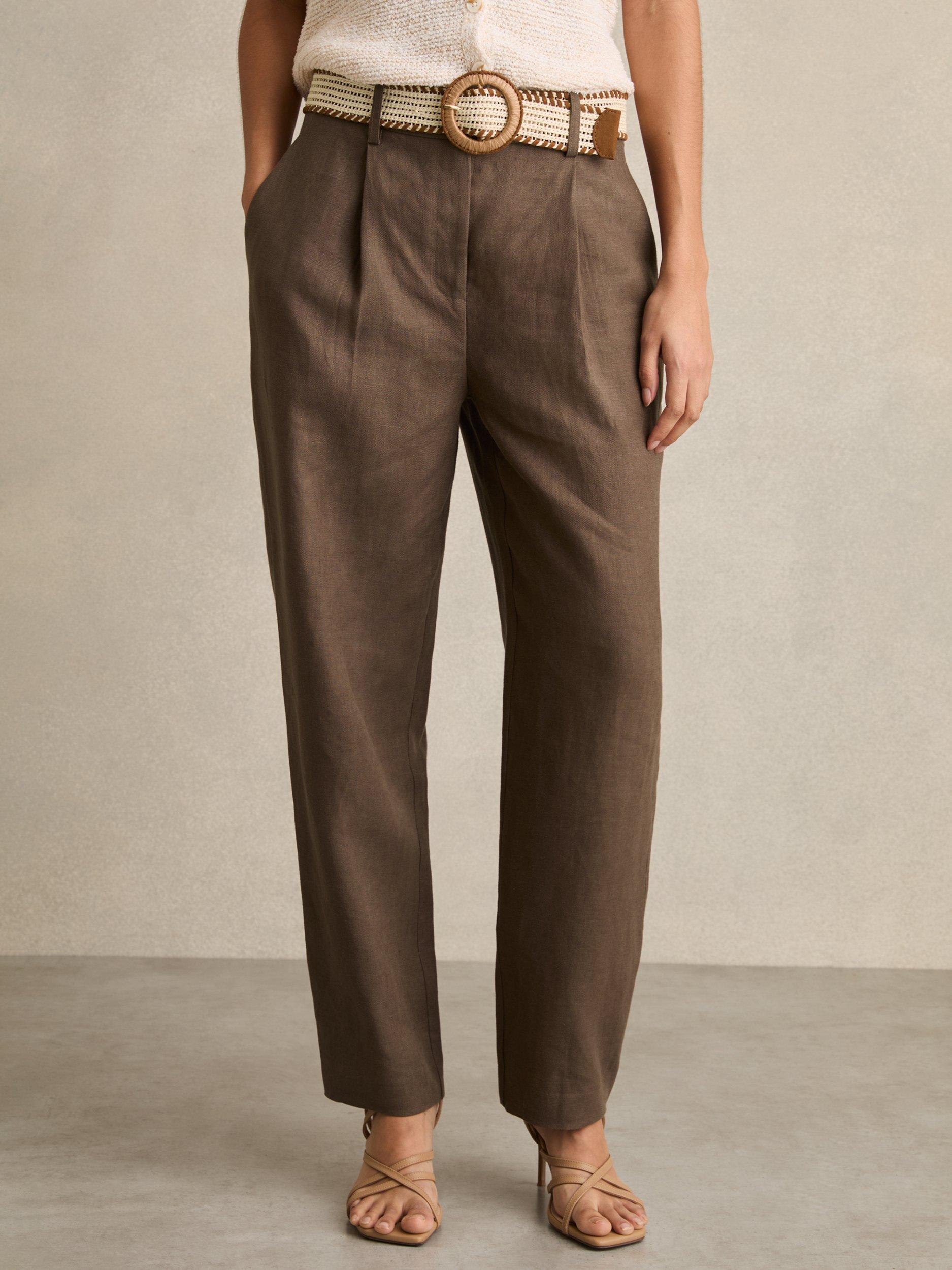 Product image 4 of 5, which shows Reiss Beau Petite Tapered Tailored Trousers, Mink Neutral, 8