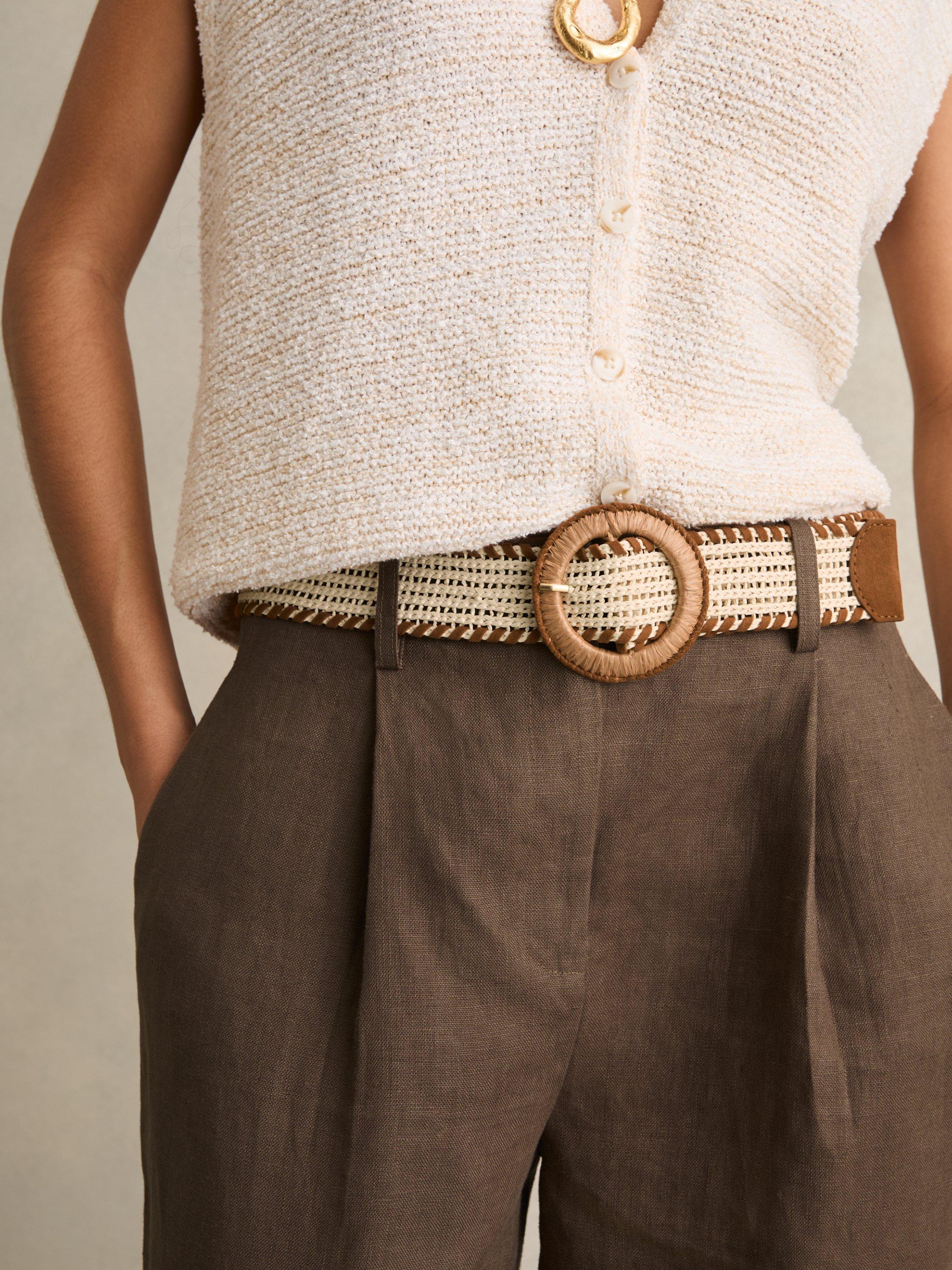 Product image 5 of 5, which shows Reiss Beau Petite Tapered Tailored Trousers, Mink Neutral, 8