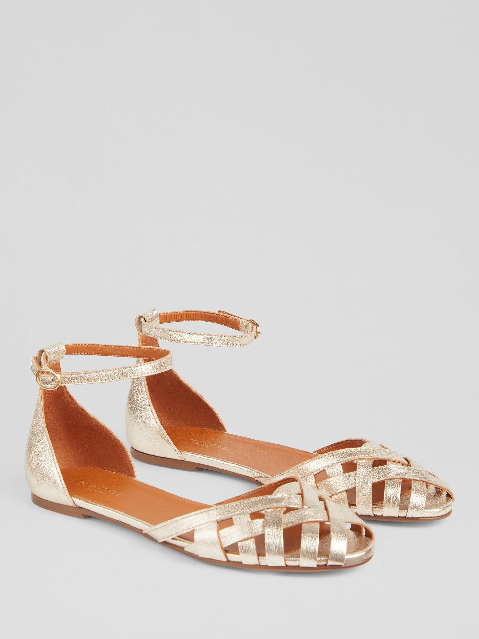 Product image 2 of 3, which shows L.K.Bennett Bianca Leather Strappy Sandals, Gold, 3
