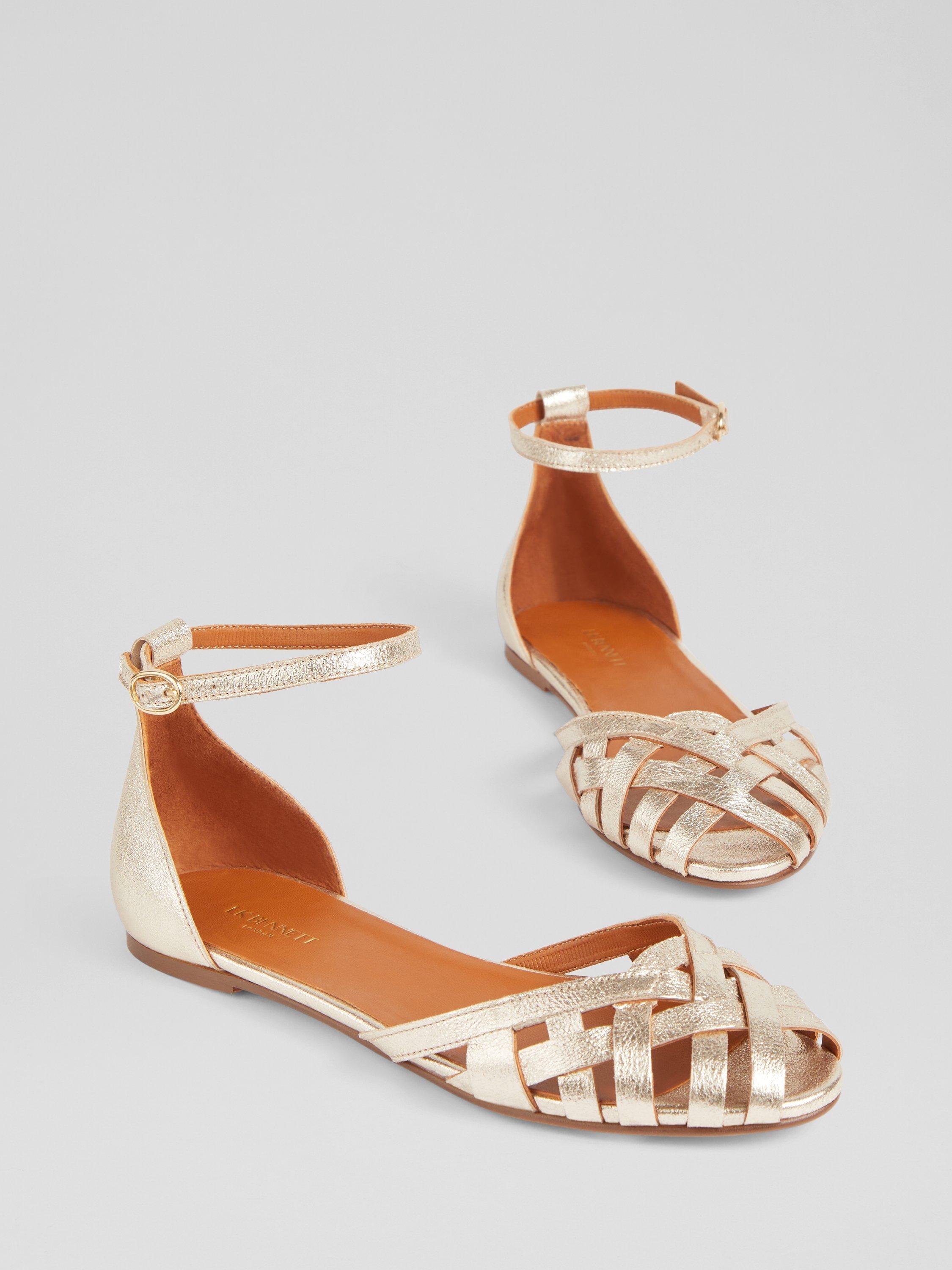 Product image 3 of 3, which shows L.K.Bennett Bianca Leather Strappy Sandals, Gold, 3