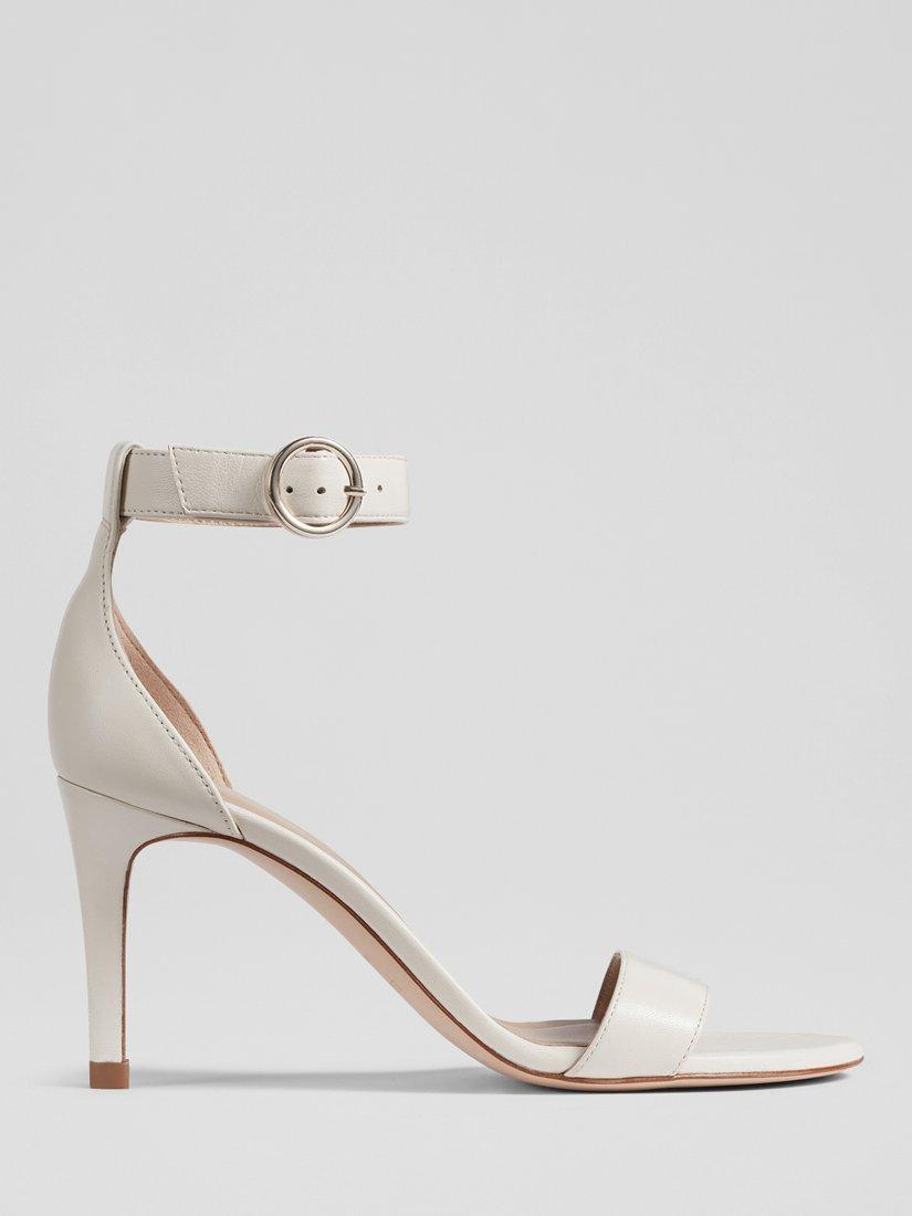 Product image 1 of 3, which shows L.K.Bennett Ivy Leather Stiletto Heel Formal Sandals, Ecru, 4