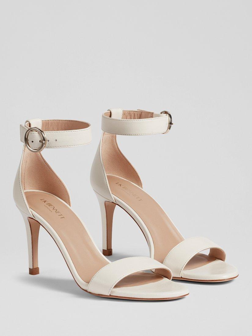 Product image 2 of 3, which shows L.K.Bennett Ivy Leather Stiletto Heel Formal Sandals, Ecru, 4