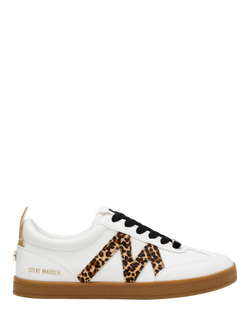 Steve Madden Degree Leopard Accent Trainers, White/Multi