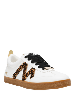 Steve Madden Degree Leopard Accent Trainers - view 2, White/Multi