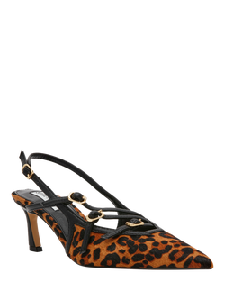 Steve Madden Liana Leopard Print Slingback Heels - view 2, Brown/Black/Multi