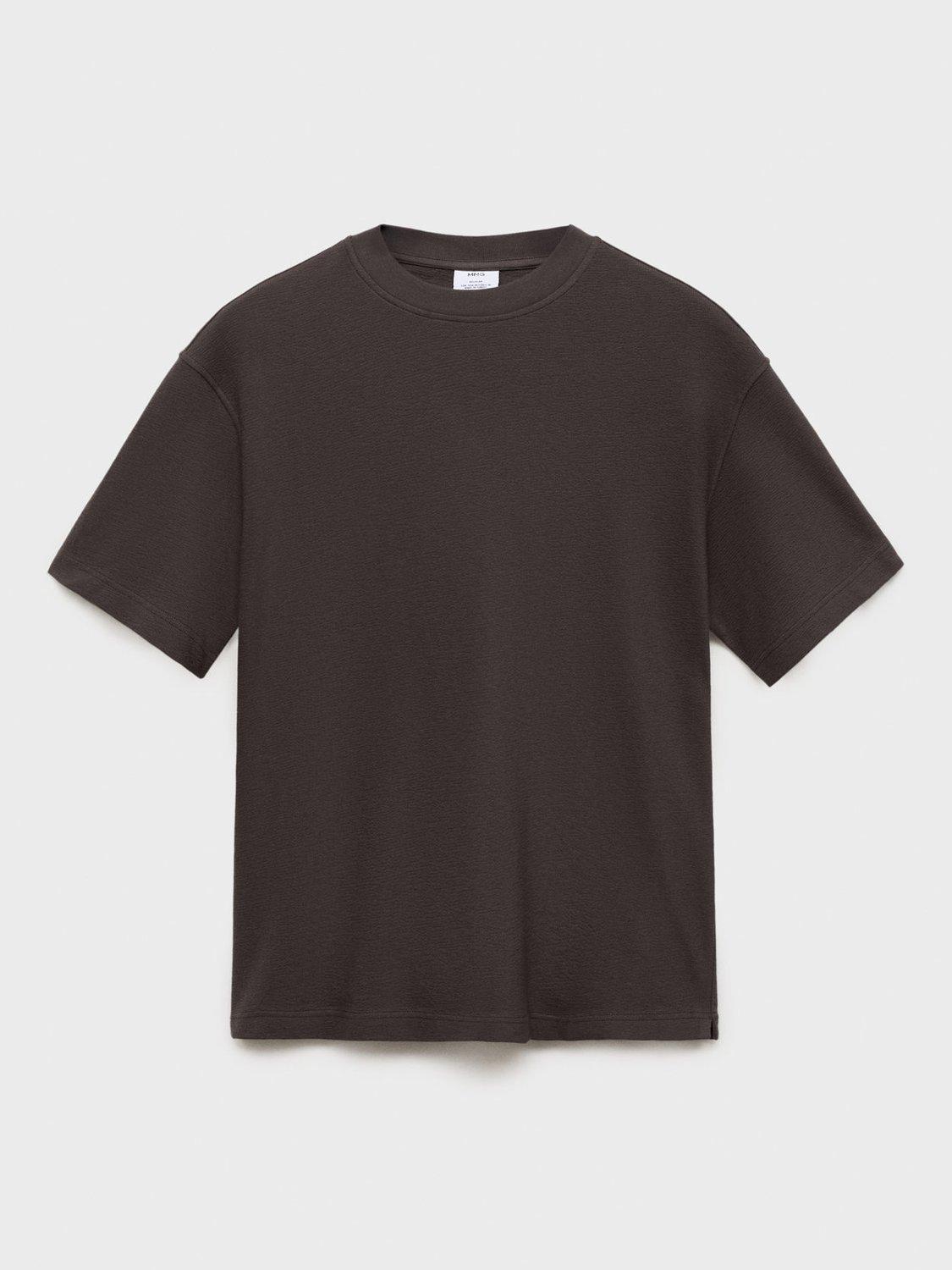 Product image 3 of 8, which shows Mango Roland Cotton T-Shirt, Dark Brown, XS