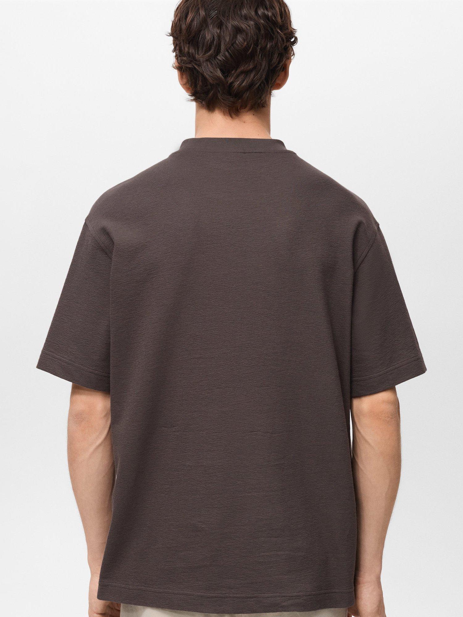 Product image 4 of 8, which shows Mango Roland Cotton T-Shirt, Dark Brown, XS