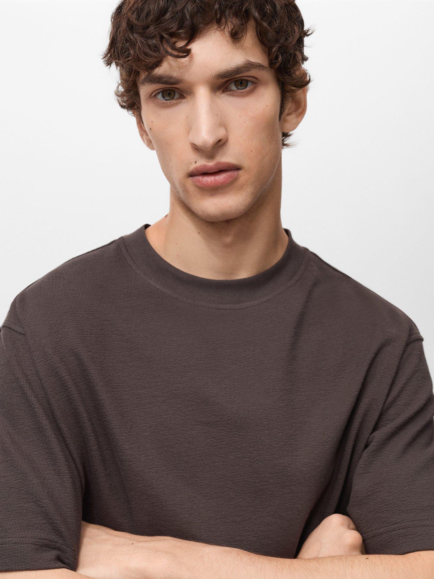 Product image 6 of 8, which shows Mango Roland Cotton T-Shirt, Dark Brown, XS