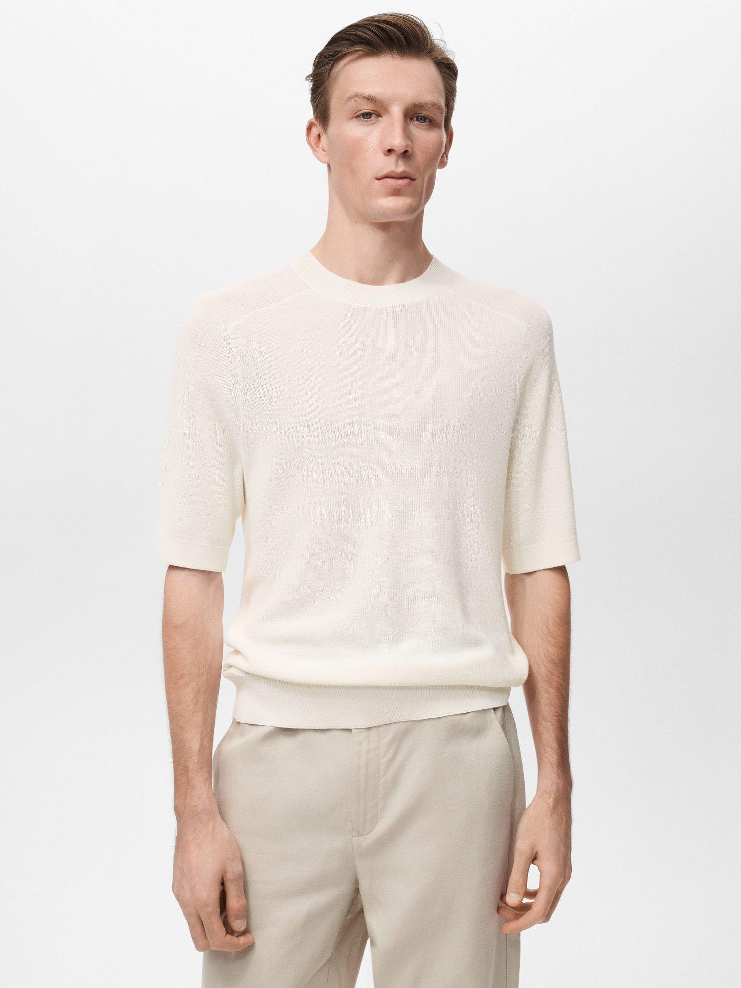 Product image 1 of 9, which shows Mango Lino T-Shirt, Cream, XXL