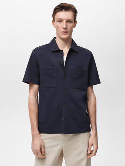 Mango Bon Cotton Blend Regular Fit Polo Shirt, Navy