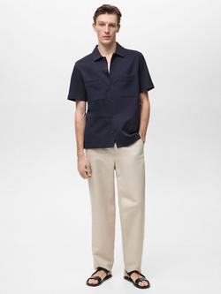 Mango Bon Cotton Blend Regular Fit Polo Shirt - view 2, Navy