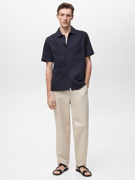 Mango Bon Cotton Blend Regular Fit Polo Shirt - view 2, Navy