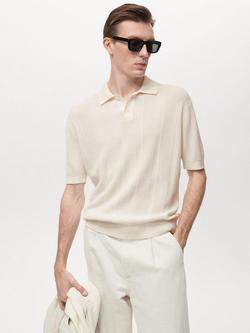 Mango Gelat Cotton Polo Shirt, Cream
