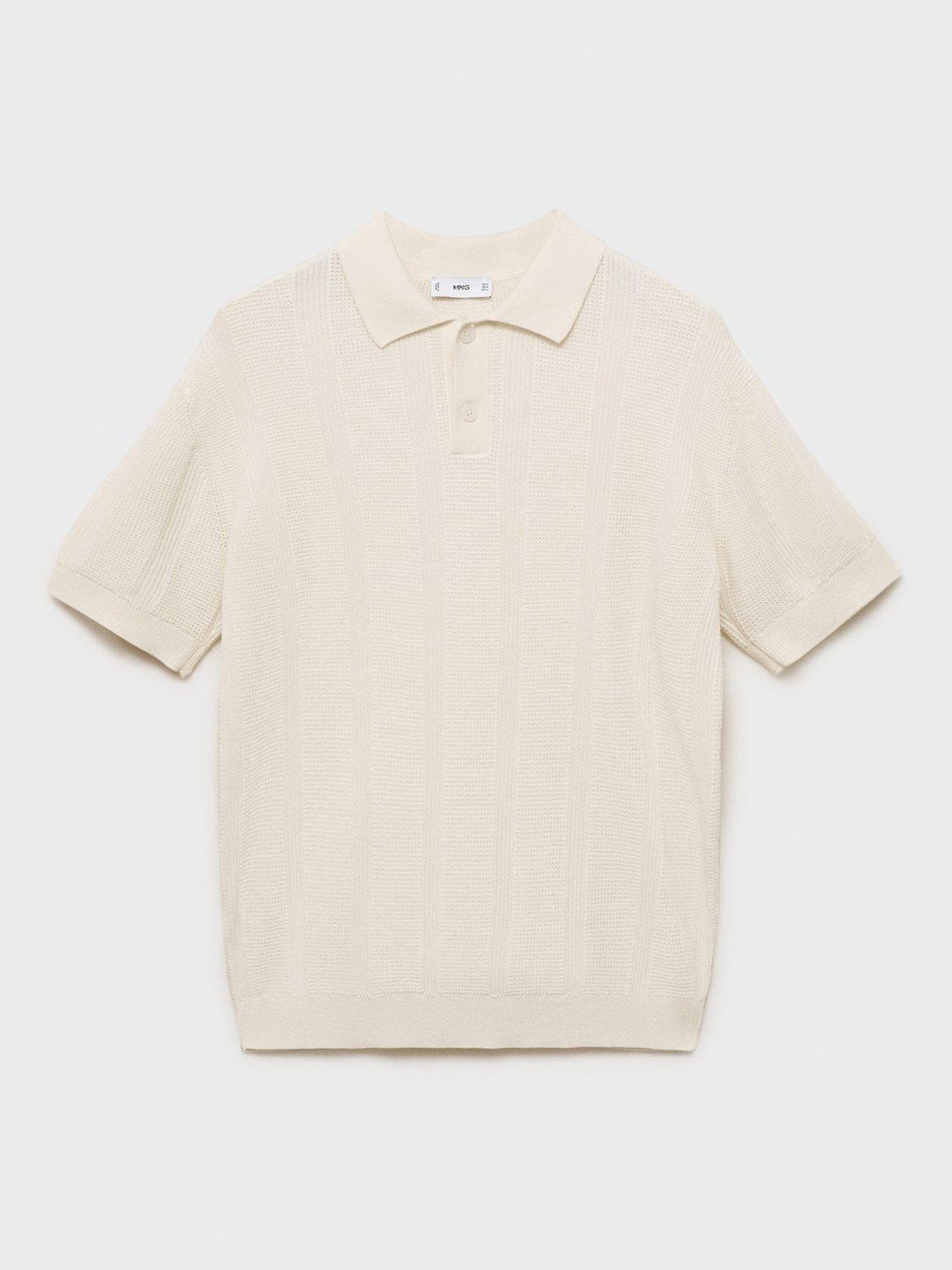 Product image 3 of 9, which shows Mango Gelat Cotton Polo Shirt, Cream, M