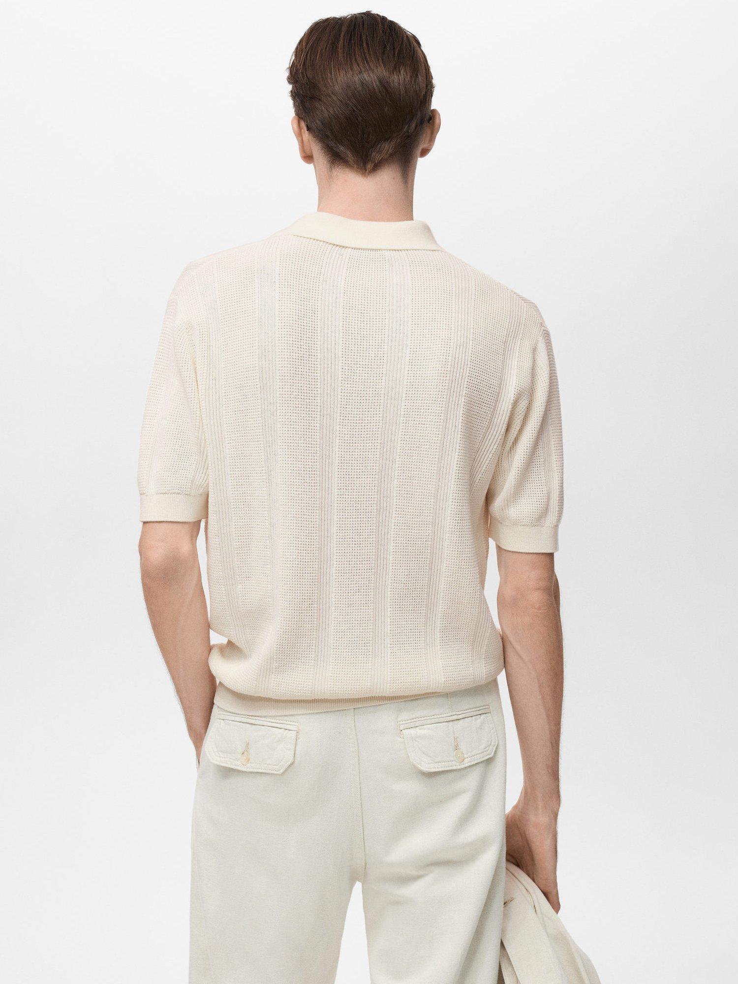 Product image 4 of 9, which shows Mango Gelat Cotton Polo Shirt, Cream, M