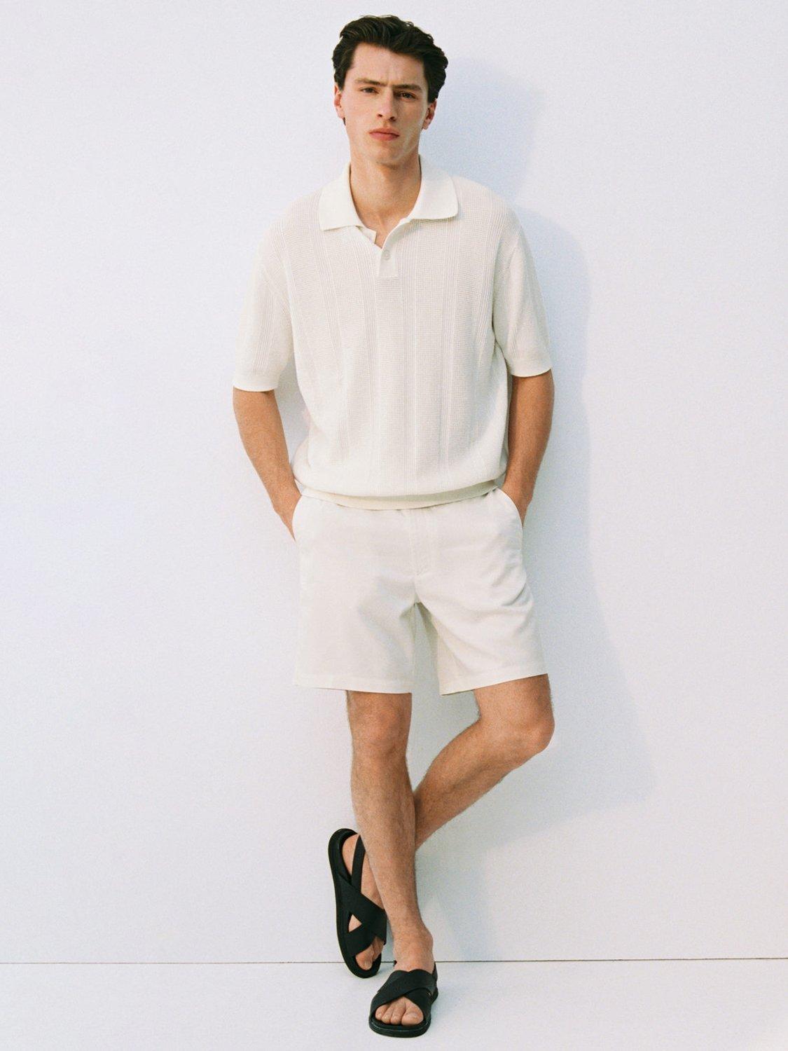 Product image 8 of 9, which shows Mango Gelat Cotton Polo Shirt, Cream, M